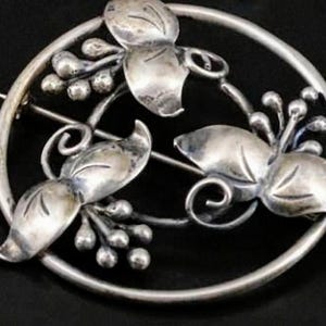 Estate Vintage floral brooch Sterling Silver openwork handmade