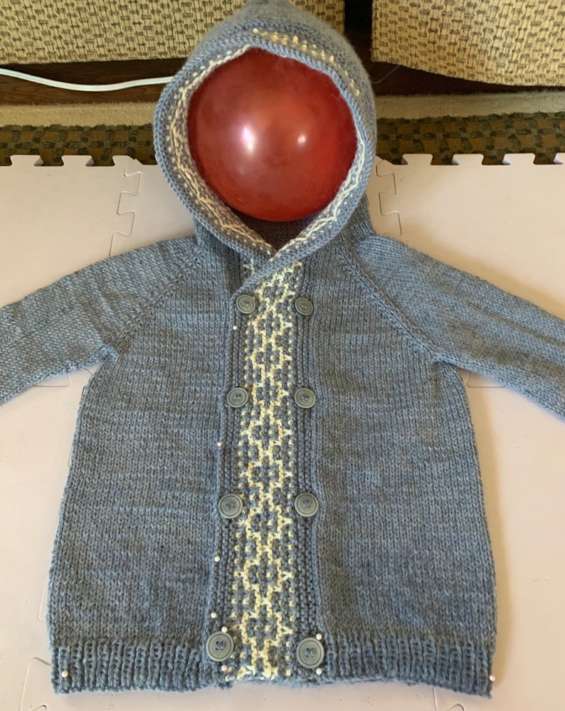 Baby Mosaic Cardigan: Baby Sweater Knitting Pattern, Hooded Sweater for Babies and Toddlers / Raglan / Unisex PDF Instant Digital Download image 7