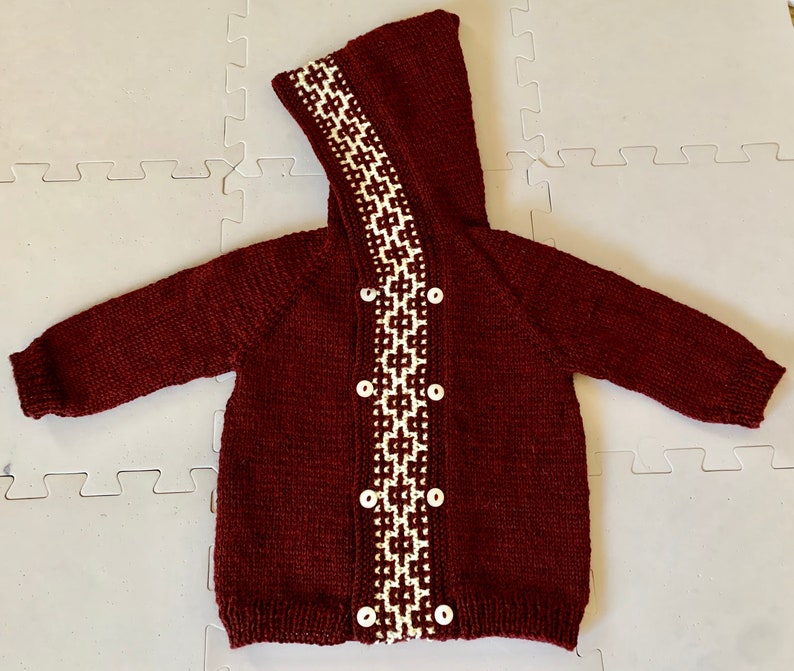 Baby Mosaic Cardigan: Baby Sweater Knitting Pattern, Hooded Sweater for Babies and Toddlers / Raglan / Unisex PDF Instant Digital Download image 6