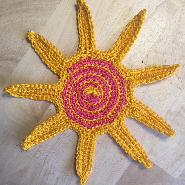 Crochet Pattern: Spiral Sun Motif, Pattern with detailed step by step photo tutorial. INSTANT DIGITAL DOWNLOAD