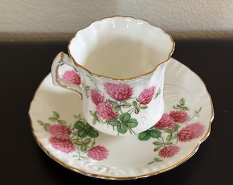 Vintage Hammersley & Co. Clover 4177 Teacup and Saucer, Pink Clover Bone China, Made in England