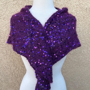 Hand Knit Shawl: Mohair and Sequined Evening Wrap