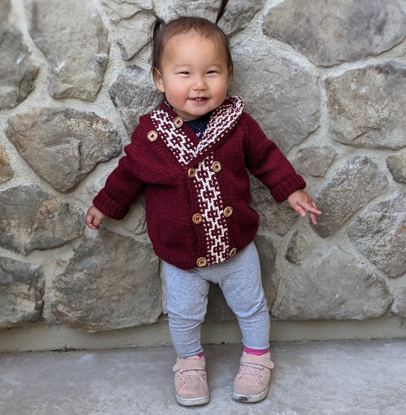 Baby Mosaic Cardigan: Baby Sweater Knitting Pattern, Hooded Sweater for Babies and Toddlers / Raglan / Unisex PDF Instant Digital Download image 3