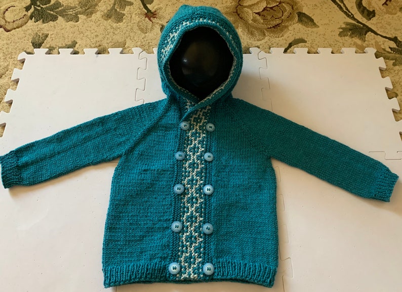 Baby Mosaic Cardigan: Baby Sweater Knitting Pattern, Hooded Sweater for Babies and Toddlers / Raglan / Unisex PDF Instant Digital Download image 8
