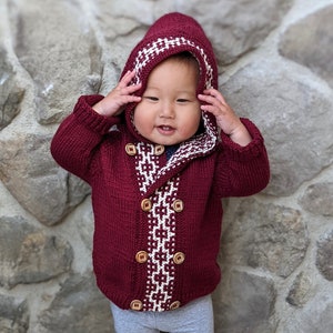 Baby Mosaic Cardigan: Baby Sweater Knitting Pattern, Hooded Sweater for Babies and Toddlers / Raglan / Unisex PDF Instant Digital Download image 2