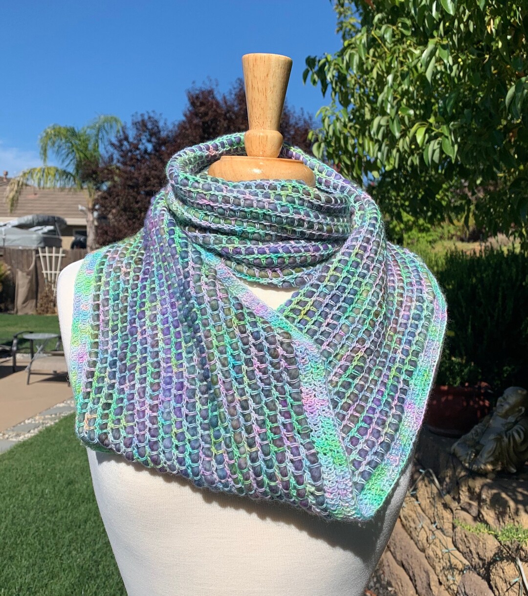 Hand Crochet Chunky Merino Wool Cowl: Cobblestone Knit Infinity Scarf ...