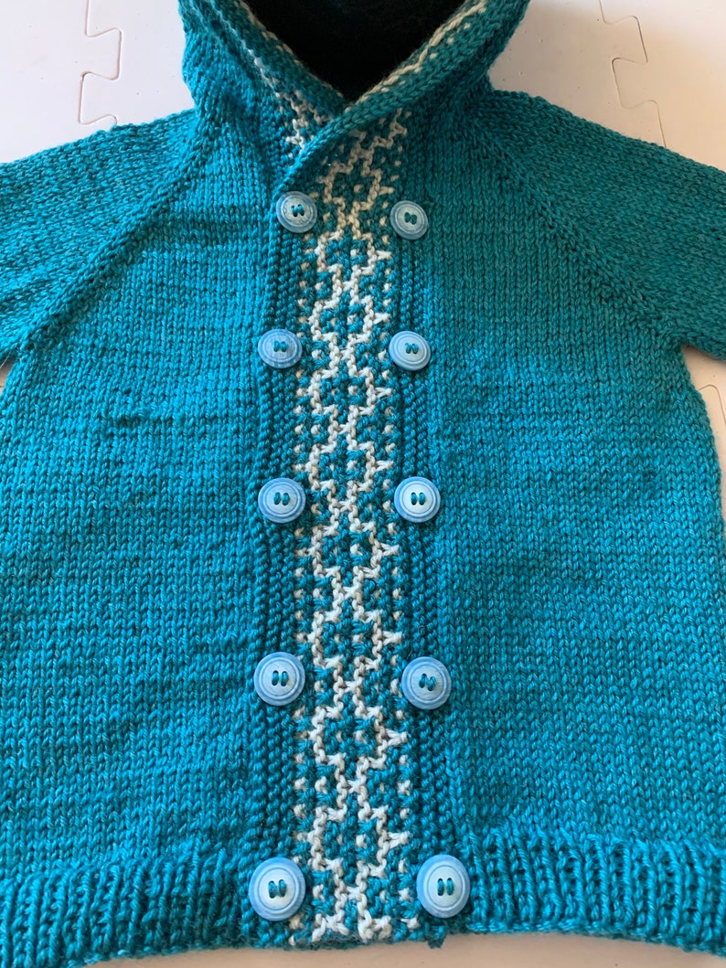 Baby Mosaic Cardigan: Baby Sweater Knitting Pattern, Hooded Sweater for Babies and Toddlers / Raglan / Unisex PDF Instant Digital Download image 5