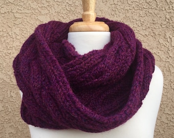 Knit Scarf Pattern: Chunky Cable Knit Infinity Scarf, INSTANT DIGITAL DOWNLOAD