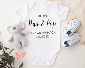 Custom Baby Bodysuit, Nan & Pop, Personalised baby bodysuit, Pregnancy Announcement, Baby Reveal, Baby Tee, Grandparents To Be, See You Soon