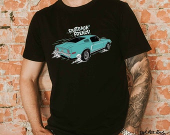 Fastback Frenzy Herren T Shirt, 1968 Mustang T Shirt, Classic Car T Shirt, Hot Rod T Shirt, Vintage Shirt, Geschenke für Männer, Auto liebhaber