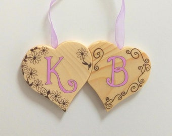 Personalised wooden hearts, Valentines gifts, love hearts, handcrafted wooden gifts, handmade gifts for her, wall decor