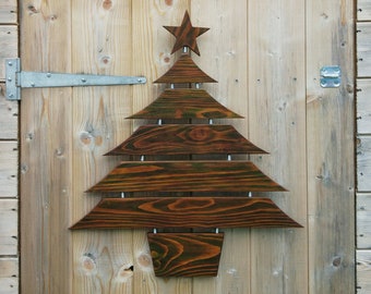 Handmade traditional christmas tree, wooden bespoke christmas tree, hanging ladder tree, handcrafted, hand painted, Xmas gift, vintage tree
