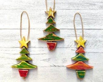 Christmas tree hanging, mini baubell, festive decor, gifts, ladder style, seasonal, traditional, handcrafted, wooden, unique, quirky, quaint