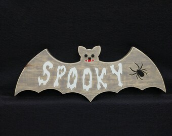 Halloween wooden decoration, spooky bat, hanging wall plaque, vampire bat, gothic art, unique style, ghost signs, vampire bat