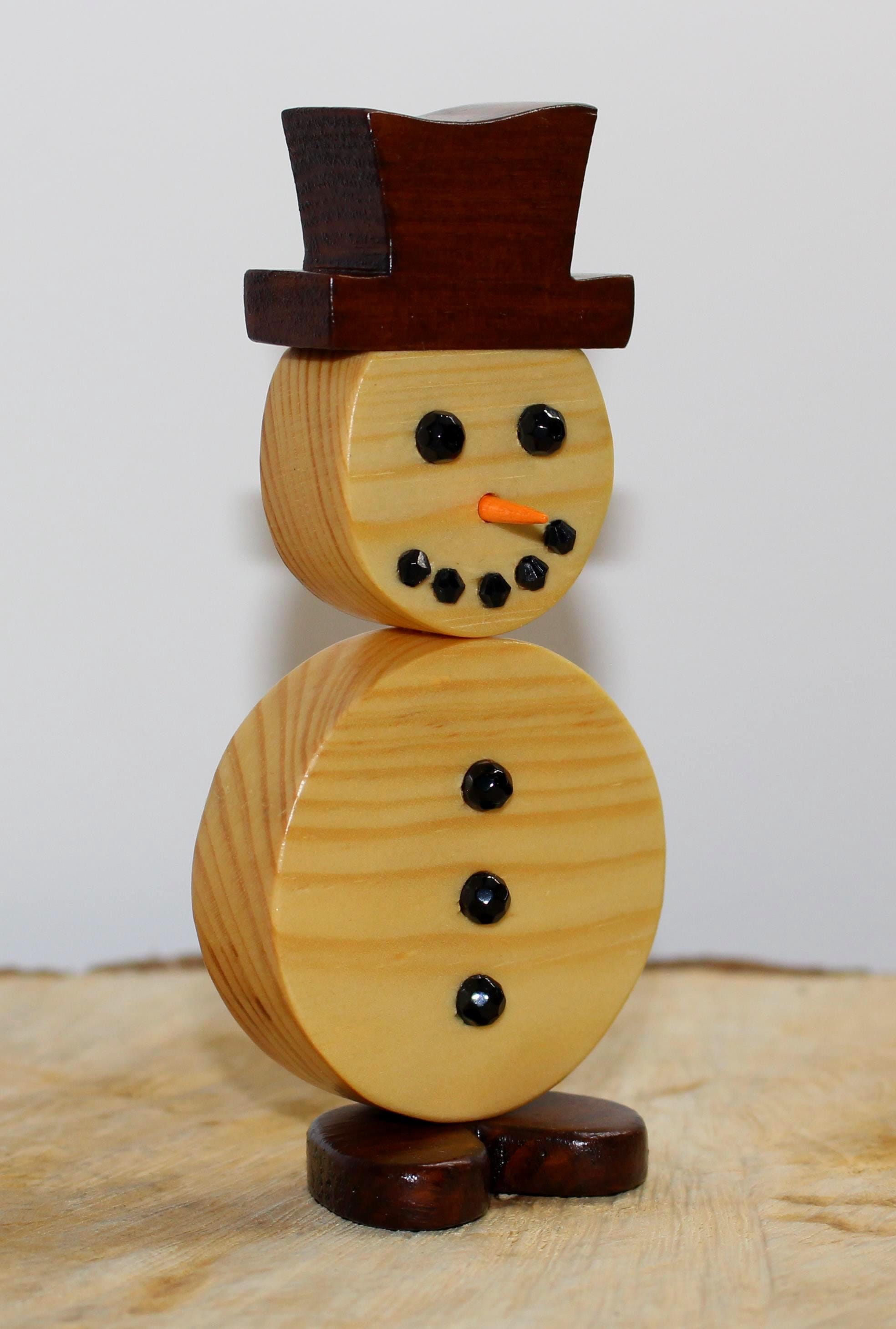 Handmade Traditional Christmas Gift Wooden Snowman Etsy UK