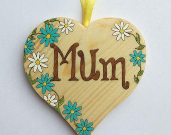 Personalised Wooden Hearts, mothers day hearts, wooden hearts,hand crafted, laser engraved, handcrafted, handpainted, Mothers Day Gift