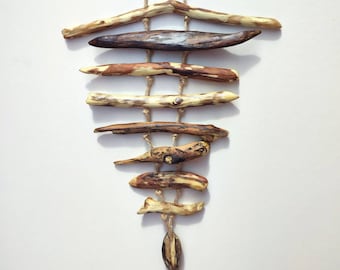 Driftwood mobile, natural, beach, seashore, sea, beach style, coastal decor, hanging,