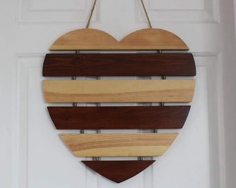Large Wooden Hanging Heart decoration, valentines gifts, handmade gifts for her, hand crafted wooden heart, wall decor