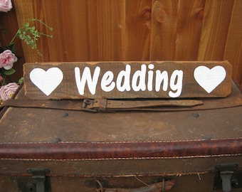 Rustic Wedding sign with Hearts, hand painted wooden wedding sign, vintage wedding sign, wedding parties, wedding gifts, country wedding