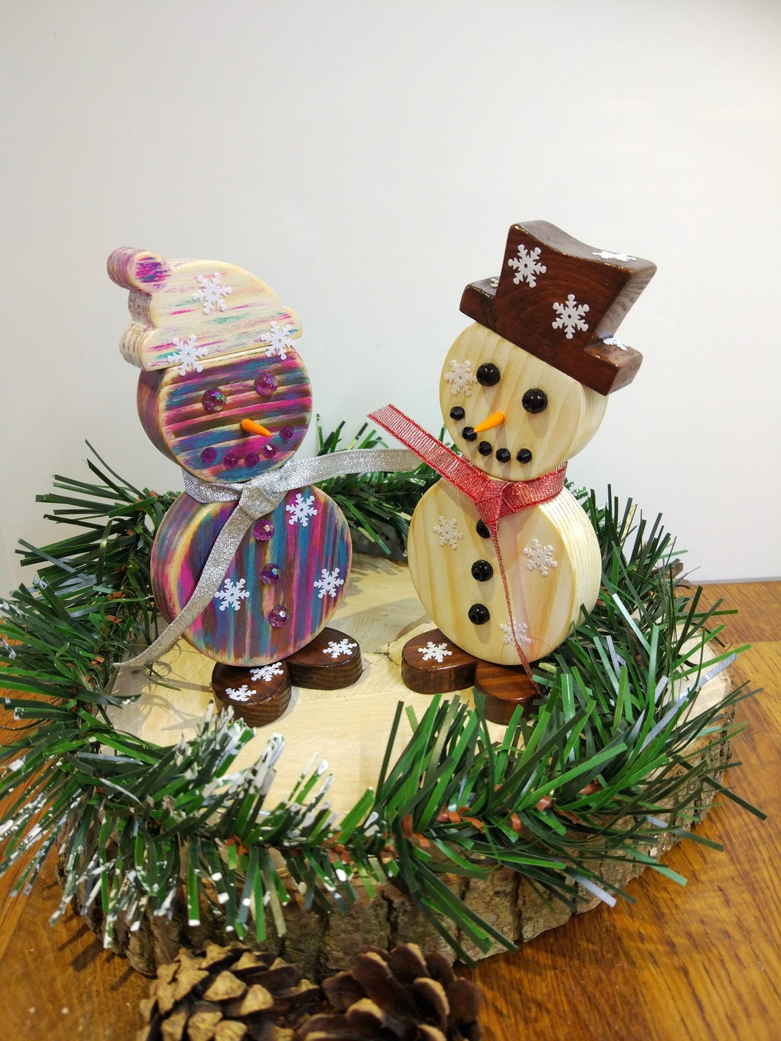 Handcrafted traditional Christmas gift wooden snowman Etsy