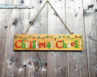 Christmas wooden hanging decoration, vintage decorations handmade sign, traditional christmas lights, handcrafted, hand painted xmas gifts