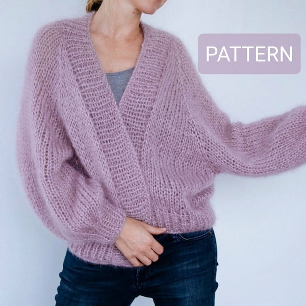 Modèle de cardigan haut vers le bas adapté aux débutants : Cardigan en mohair, Modèle de cardigan facile et Modèle de cardigan en mohair