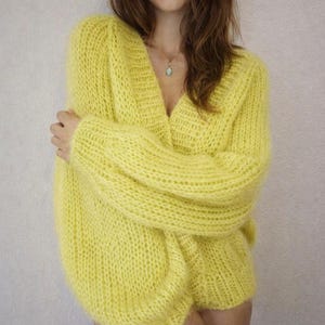 Winter cardigan pattern, knitted cardigan, mohair yarn