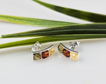 Small stud in earrings, Silver studs, gemstone post earrings