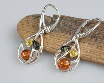 Amber earrings, sterling silver 925 earring, bernstein ohrringe Amber and silver. Sterling Silver 925 set. Amber set Amber pendant Multi