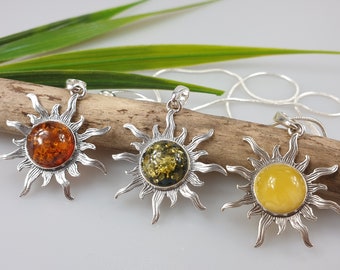 Summer Amber Solar Pendant, Sun  Baltic Amber Sun Pendant, Cognac Colour, amber sun, sun jewelry, Amber jewelry Pendant Cabochon