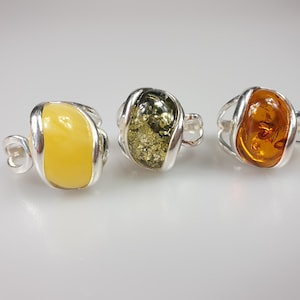 Amber ring, sterling silver 925 ring, natural Baltic amber, green amber rings. Rings. White Amber Ring. Adjustable ring. Small gift for her.