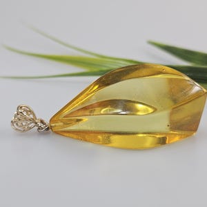Rough large Amber pendant. Gold yellow large Amber cabochon. Baltic Amber Pendant. Women's jewelery. Massive amber. Big amber