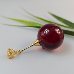 Red Amber Ball Pendant Spheare Round Beads Rubby red Baltic amber