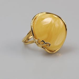 Amber ring. White Amber. Gold plated ring. Adjustable size. Bernstein Ring. Bague ambre. Bernstein Ring. Green Amber Ring Royal Baltic Amber