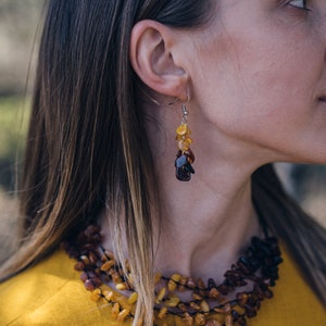 Bernstein Ohrringe, Ohrschmuck, Ostsee schmuck. Echt Baltischer Bernstein. Lange Ohrringe. Roher Bernstein