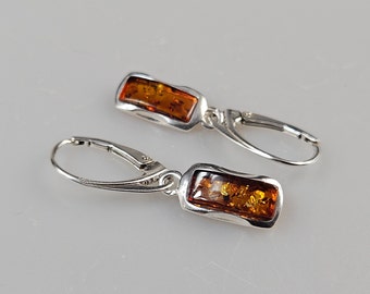Earings, amber earrings. Certificated Baltic Amber earrings, sterling silver 925 earrings, kehribar, amber jewelry. Orange Amber