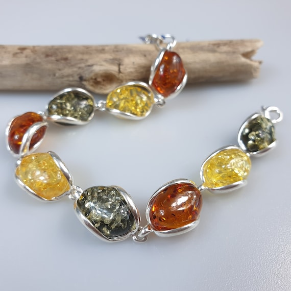 Baltic Multi Colored Amber Oval Bracelet Baltic Multi Colored Amber Oval Bracelet