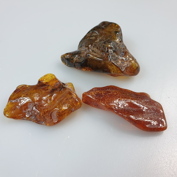 Tumbled Stone of Genuine Baltic Amber, 3 Piece Average Weight , Collectors gemstone, Natural Baltic amber stone, Raw pocket Amber Crafts