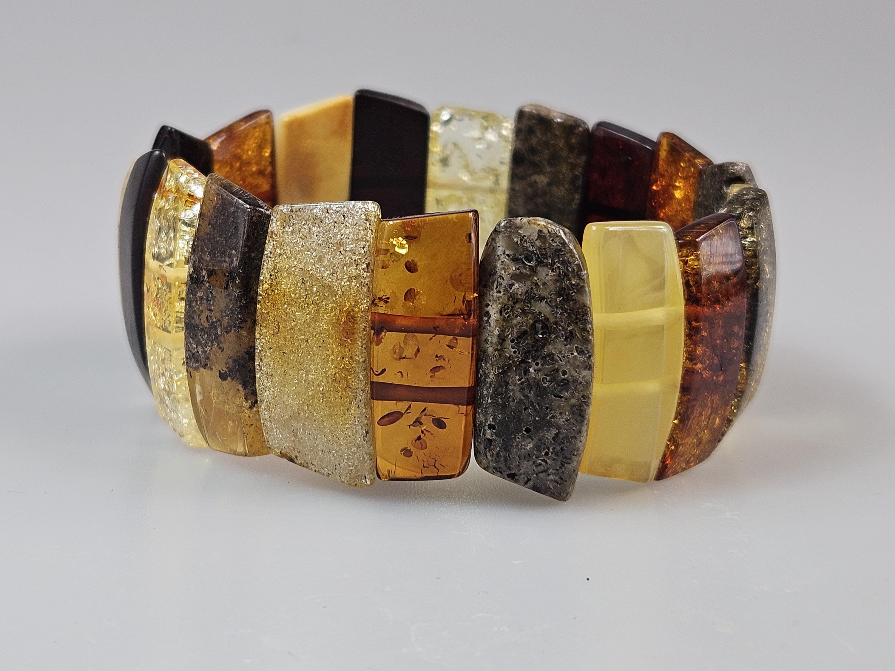 Bracelet De Cheville En Ambre De La Baltique - 14 Cm - Pierre Naturelle Polie - Fermeture Sécurisée - Fait Main