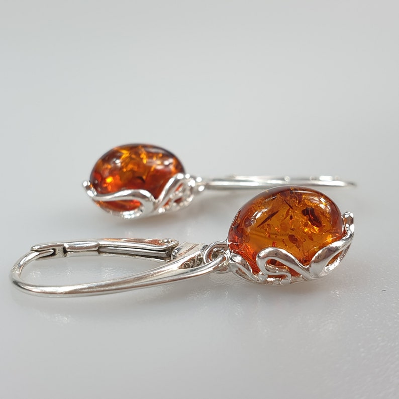 Small Amber earrings. Brown Baltic Amber and Sterling silver 925. Amber jewelry. Silver earrings. Bernstein Ohrringe. Ambra. boucles d'oreil image 10