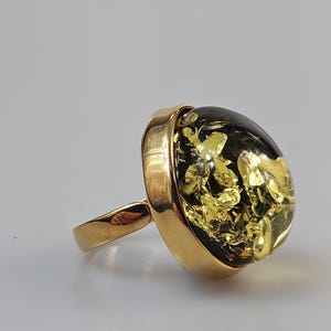 Green Amber ring. Adjustable gemstone ring. Big green amber ring. Birthday Gift for her. Sterling Silver 925. Gift idea for Christmas