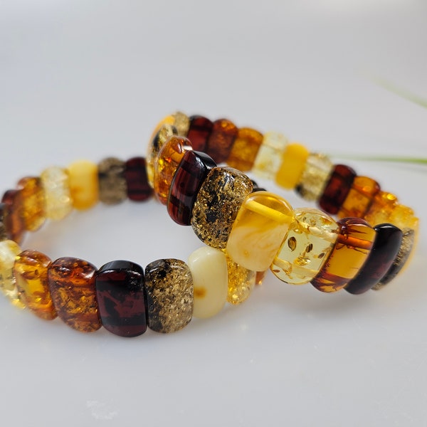 Amber bracelet. Elegant Amber arm band. Certificated Baltic amber bracelet, multicolour amber, bernstein armband, Amber bracelet
