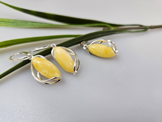 White Amber Earrings Butterscotch Baltic Amber Earings Sterling Milky Amber Jewelry Handmade Gift for Mother Yellow Genuine Amber Earring Etsy Canada