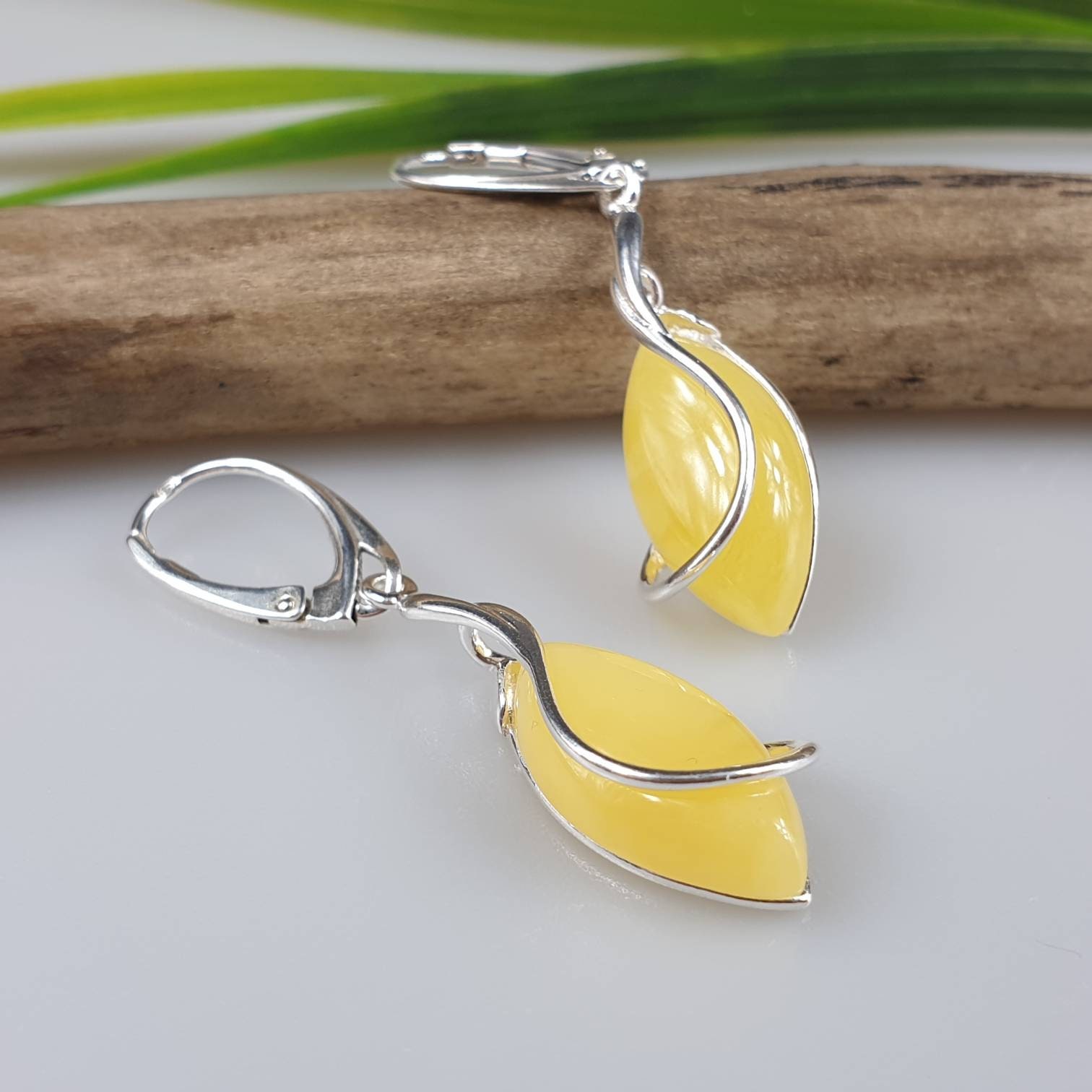 Genuine Butterscotch Baltic Amber Sterling Silver Earrings. A.378