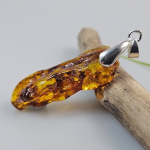 Baltic Amber pendant, Raw crystal pendant, genuine gemstone pendant, handmade pendant