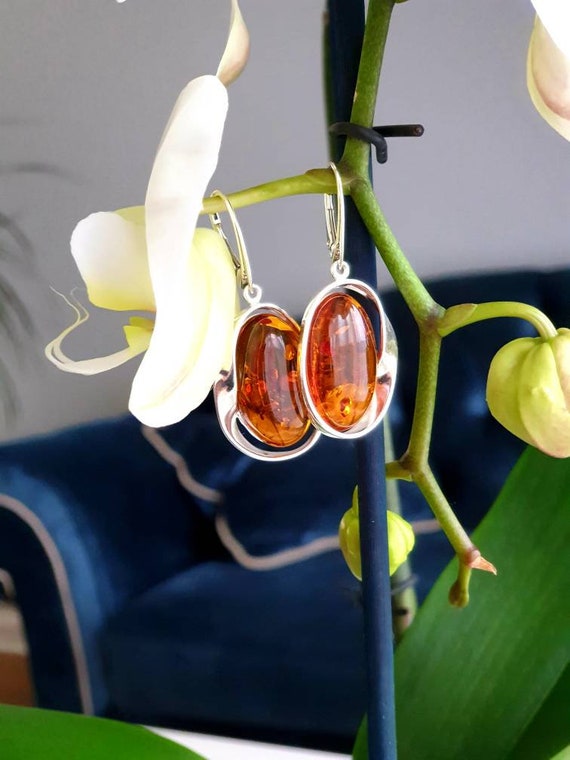 Amber set, Amber earrings, silver earrings, Baltic amber jewellery set, silver set 925. Anniversary gift, silber ohrringe, bernstein ohrring