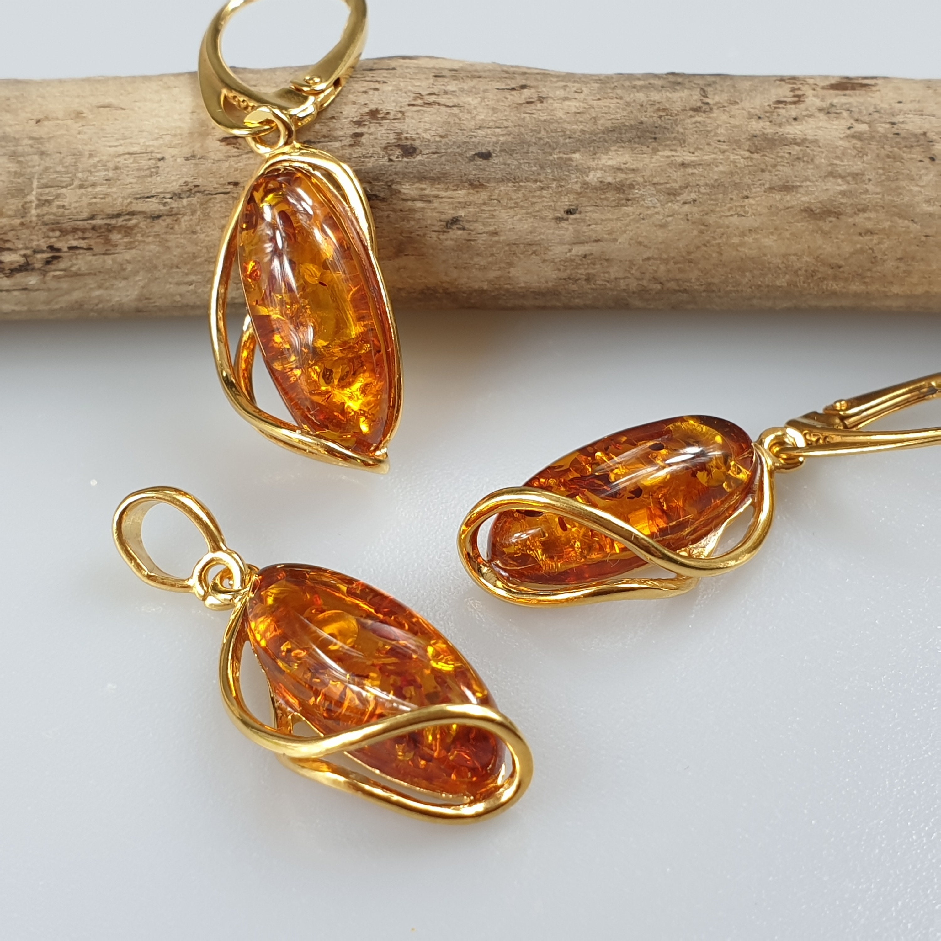 Gold cheap amber jewellery