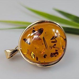 Amber pendant. Orange Amber pendant. Raw Amber pendant. Large pendant. Amber jewelry. Cognac Amber natural Gemstone Pendant Unique