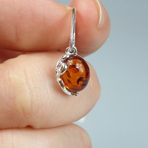 Small Amber earrings. Brown Baltic Amber and Sterling silver 925. Amber jewelry. Silver earrings. Bernstein Ohrringe. Ambra. boucles d'oreil image 5