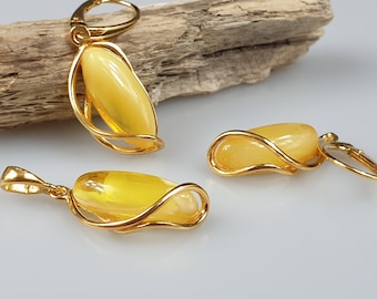Baltic Amber Earrings, Gold Plated Sterling Silver, Handmade Jewelry